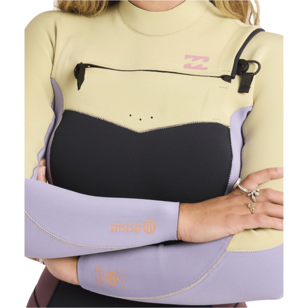 2026 Billabong Womens Synergy Natural 4/3mm Chest Zip Wetsuit 24BW193515 - Grey Violet